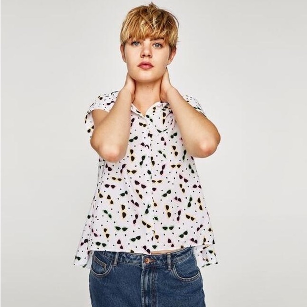 Zara Cap sleeve shirt - Picture 3 of 10